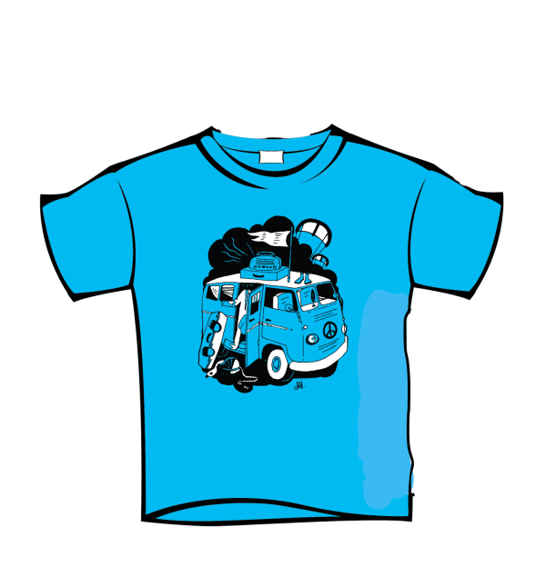 Good Breeze Kiteboarding VW Bus Graphic T-Shirt (Teal) - Image 2